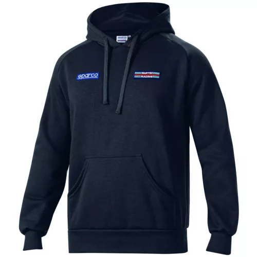 SPARCO MARTINI RACING csíkkal kapucnis pulóver fekete 3XL