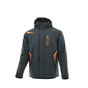   Sara Comfort Winter bélelt softshell hosszú kabát s.szürke - narancs