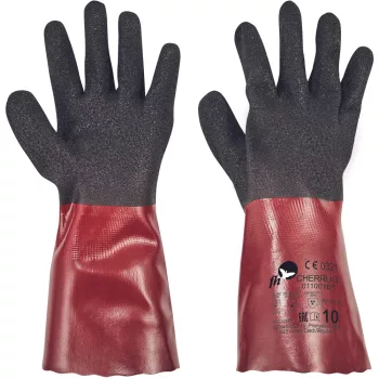 CHERRUG kesztyű PVC nitr.fekete/piros 11