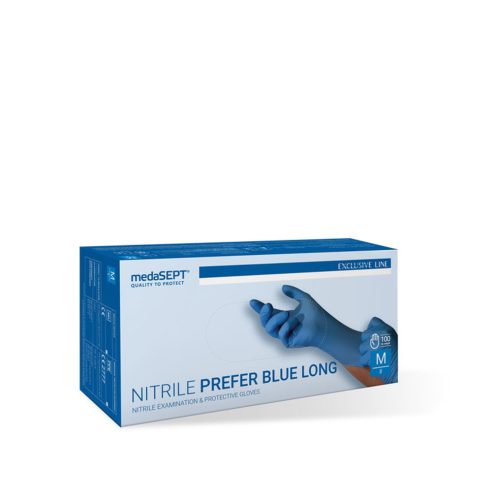 MS Nitrile Prefer Long egyszerhasználatos hosszított kesztyű - kék