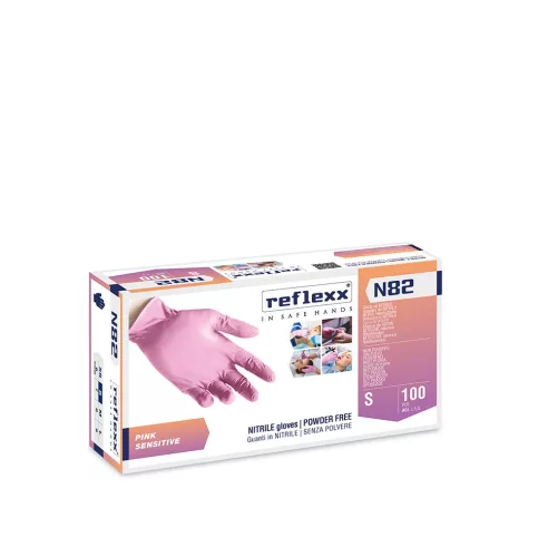 Reflexx N82 egyszerhasználatos nitril kesztyű - pink
