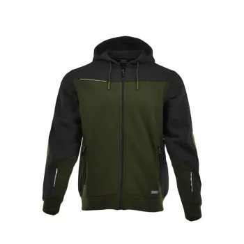 Sara Comfort Plus kapucnis pulóver olíva zöld - fekete