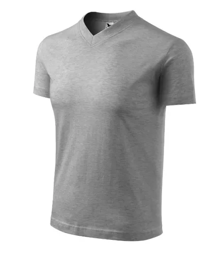 V-neck póló unisex sötétszürke melírozott M