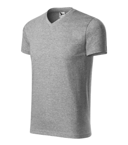 Heavy V-neck póló unisex sötétszürke melírozott S