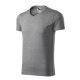 Slim Fit V-neck póló férfi sötétszürke melírozott M