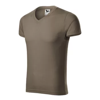 Slim Fit V-neck póló férfi army S