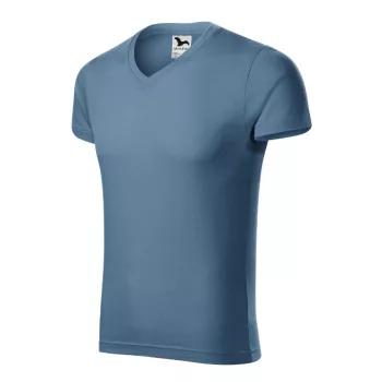 Slim Fit V-neck póló férfi farmerkék S
