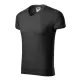 Slim Fit V-neck póló férfi ébenszürke M