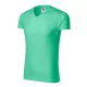 Slim Fit V-neck póló férfi menta XL