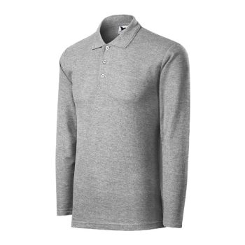   Pique Polo LS galléros póló férfi sötétszürke melírozott S