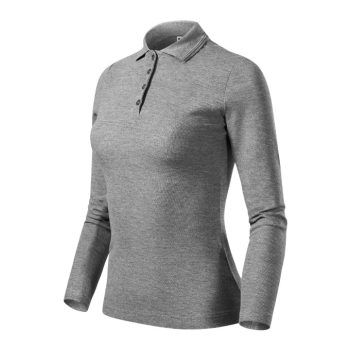   Pique Polo LS galléros póló női sötétszürke melírozott M