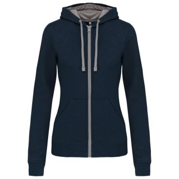   Kariban KA467 NŐI KONTRASZTOS KAPUCNIS VÉGIG CIPZÁRAS PULÓVER M