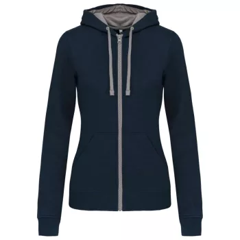   Kariban KA467 NŐI KONTRASZTOS KAPUCNIS VÉGIG CIPZÁRAS PULÓVER M