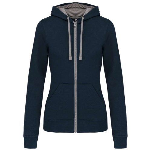 Kariban KA467 NŐI KONTRASZTOS KAPUCNIS VÉGIG CIPZÁRAS PULÓVER S