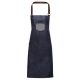 Premier PR136 'DIVISION' WAXED LOOK DENIM BIB APRON WITH FAUX LEATHER U