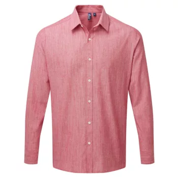   Premier PR245 FÉRFI HOSSZÚ UJJÚ, STRUKTURÁLT PAMUT CHAMBRAY ING S