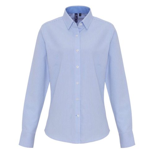 Premier PR338 WOMEN'S COTTON RICH OXFORD STRIPES SHIRT 2XL
