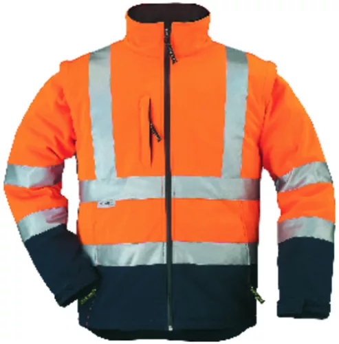 Veste Softshell hi-viz orange/marine, manch amov. XL