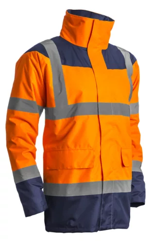 KETA Télikabát steppelt poliészter hi-viz narancs/sötétkék, 5XL