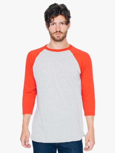 American Apparel AABB453 UNISEX POLY-COTTON 3/4 UJJÚ RAGLAN PÓLÓ L