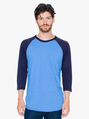 American Apparel AABB453 UNISEX POLY-COTTON 3/4 UJJÚ RAGLAN PÓLÓ M
