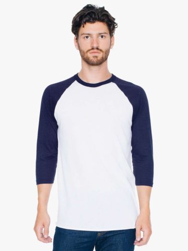 American Apparel AABB453 UNISEX POLY-COTTON 3/4 UJJÚ RAGLAN PÓLÓ M
