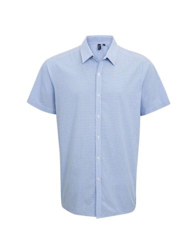 Premier PR221 MEN'S SHORT SLEEVE GINGHAM COTTON MICROCHECK SHIRT 2XL
