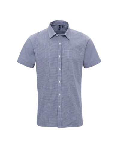Premier PR221 MEN'S SHORT SLEEVE GINGHAM COTTON MICROCHECK SHIRT XL